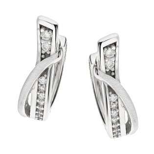 Kolczyki srebrne kółka zaplecione z białmi cyrkoniami/zatrzask OL OKP484 próba 925