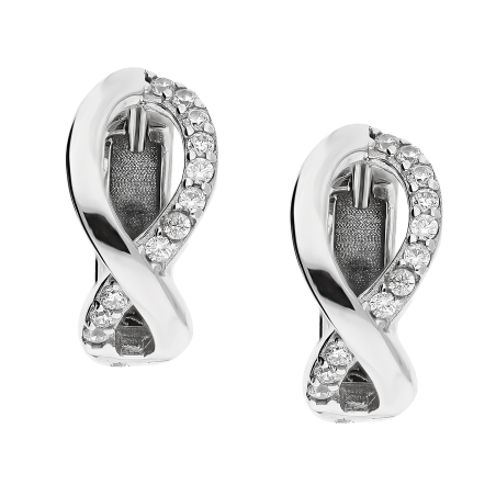 Kolczyki srebrne kółka infinity z cyrkoniami/zatrzask OL OKP840 próba 925