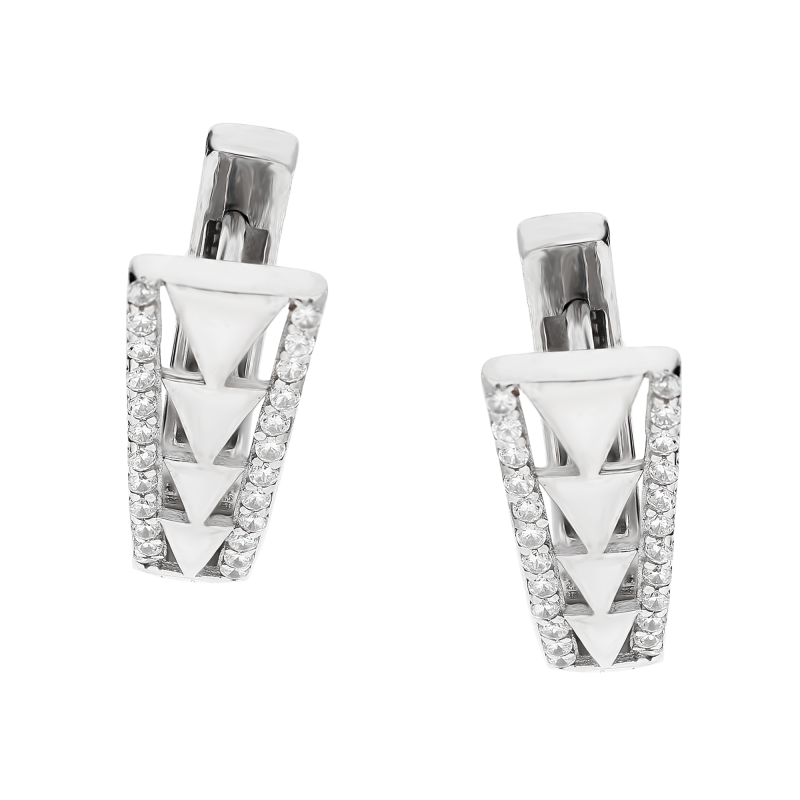 Kolczyki srebrne ażurowa blaszka z cyrkoniami i trójkątami/ang.zap. OL OKP922 próba 925