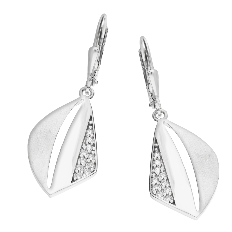 Kolczyki srebrne żagiel z białymi cyrkoniami/big.zam. OL ZS-E038 próba 925