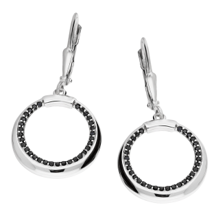 Srebrne kolczyki koła z czarnymi cyrkoniami pr. 925 - JubilerSezam.pl