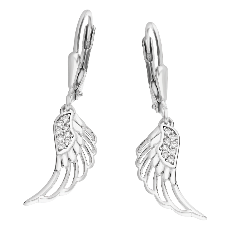 Kolczyki srebrne ażurowe skrzydło z białymi cyrkoniami/big.zam. OL ZS-E550 próba 925
