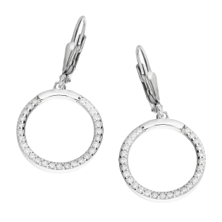 Kolczyki srebrne koło ramka z białymi cyrkoniami/big.zam. OL ZS-E595 próba 925