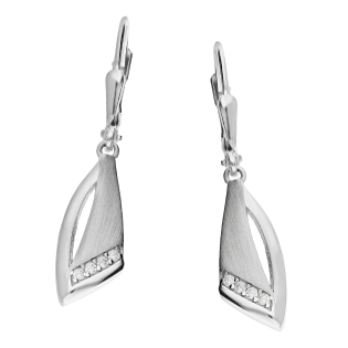 Kolczyki srebrne trójkąt obły z białymi cyrkoniami/big.zam. OL ZS-E598 próba 925