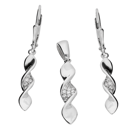 Komplet srebrny kolczyki i zawieszka świderek z białymi cyrkoniami/big.zam.OL ZS-EP494 próba 925