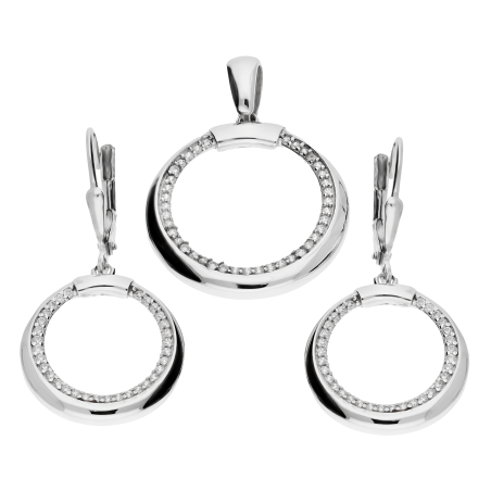 Komplet srebrny kolczyki i zawieszka koło z białymi cyrkoniami OL ZS-EP517 próba 925