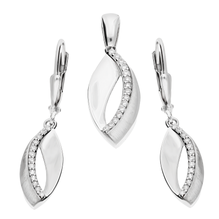 Komplet srebrny kolczyki i zawieszka kropla blask z cyrkoniami OL ZS-EP551 próba 925
