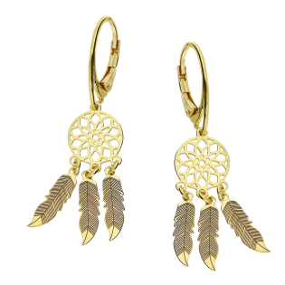 Kolczyki pozłacane ażurowy łapacz snów/big.zam. PW NEW 237 GOLD próba 925