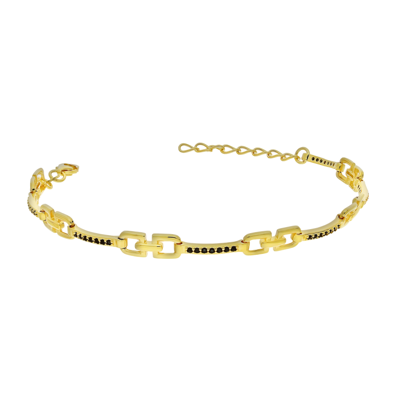 Bransoleta pozłacana klamerki i czarne cyrkonie PW NEW 113 GOLD próba 925