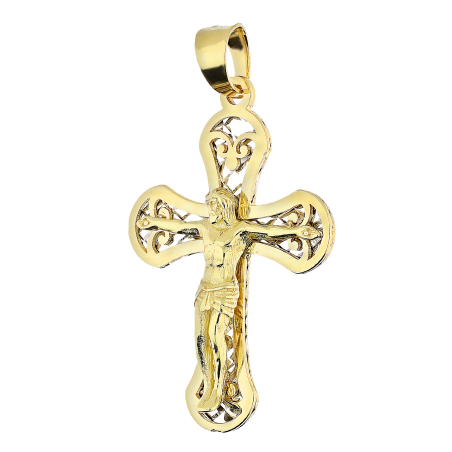 Krzyżyk złoty ażurowy z wizerunkiem Pana Jezusa AR XXDCLKP202564-II-YW-II próba 375