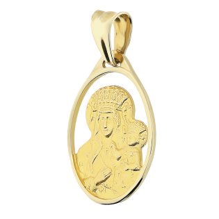 Medalik Złoty Częstochowska pr. 585 w Owalnej Ramce - JubilerSezam.pl