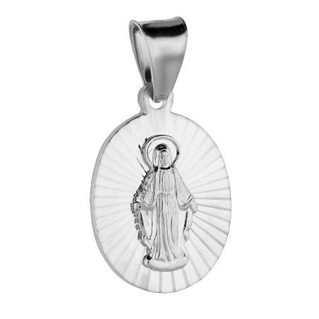 Medalik srebrny Niepokalana w grawerowanym owalu MV MD106 rod próba 925