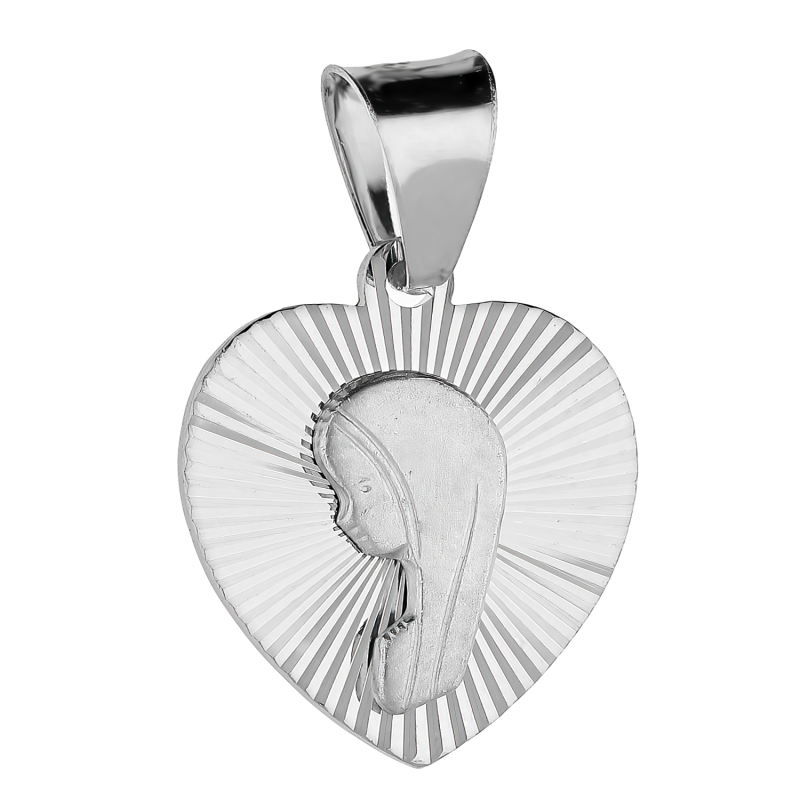 Medalik srebrny Matka Boska Fatimska w sercu MV MD353 rod próba 925
