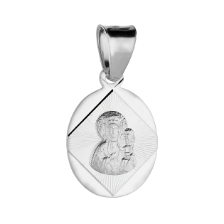 Medalik srebrny Częstochowska w owalu z ozdobnym grawerem MV MD467A rod próba 925
 Waga-1,73