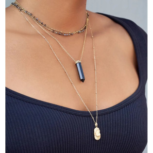 Naszyjnik z obsydianem i cyrkoniami Cristal Stone A1 NLB0277