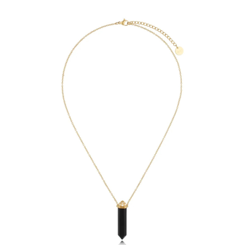 Naszyjnik z obsydianem i cyrkoniami Cristal Stone A1 NLB0277