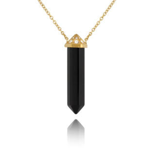 Naszyjnik z obsydianem i cyrkoniami Cristal Stone A1 NLB0277