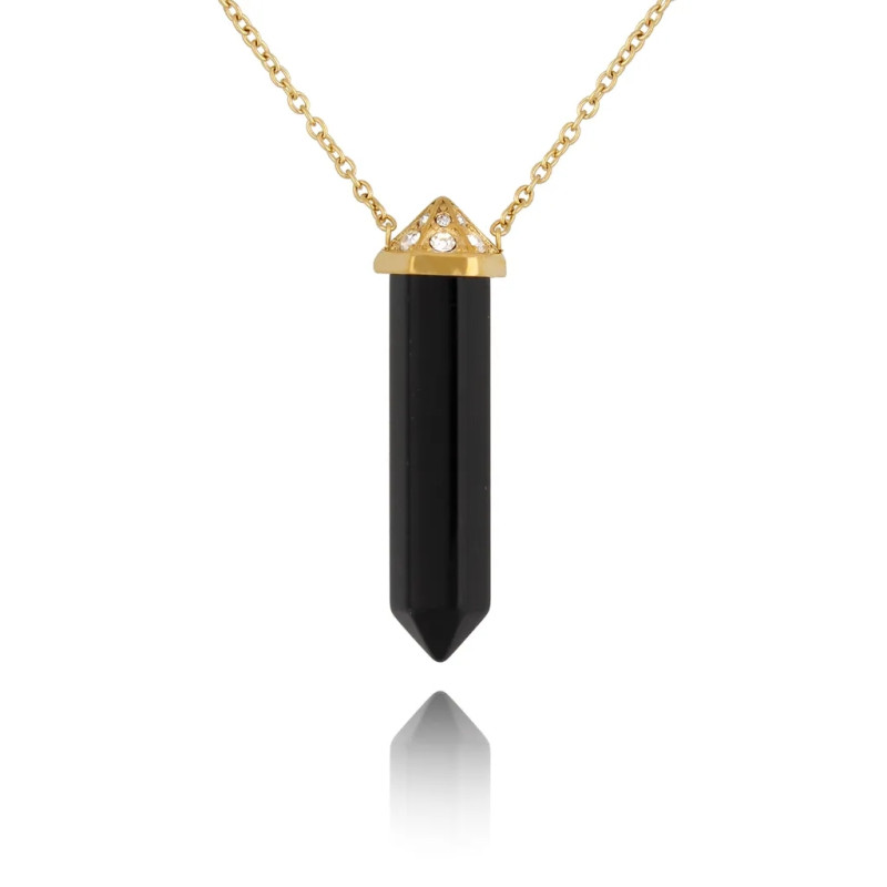 Naszyjnik z obsydianem i cyrkoniami Cristal Stone A1 NLB0277