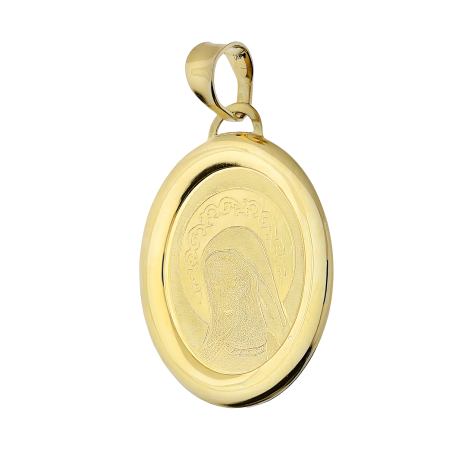 Medalik złoty Fatimska w owalu OS 32-IP10-40 laser próba 585