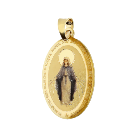 Medalik złoty Niepokalana w owalu AR LKP2658-LS emalia próba 375
