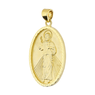 Medalik złoty Jezu Ufam Tobie w owalu AR XKP11557-SM-DC próba 375
 Promocja-Gold SALE Waga-2,88
