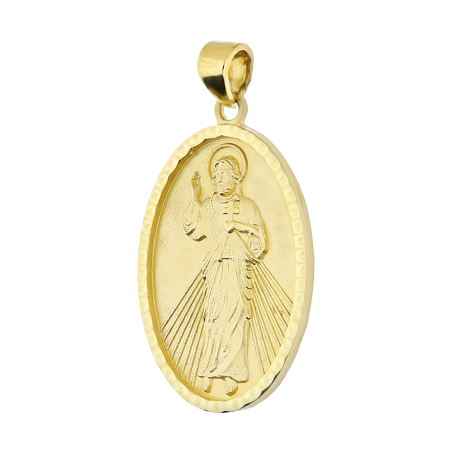 Medalik złoty Jezu Ufam Tobie w owalu AR XKP11557-SM-DC próba 375