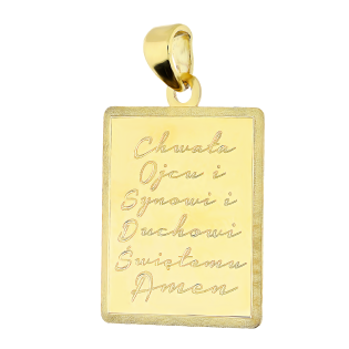 Medalik złoty prostokątna blaszka z modlitwą próba 585