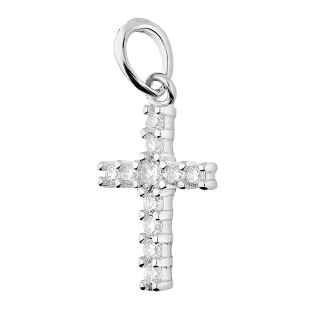 Krzyżyk srebrny z białymi cyrkoniami HS1586 próba 925