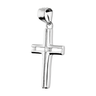 Krzyżyk srebrny ażurowy z białą cyrkonią HS1588 próba 925
 Waga-1,35