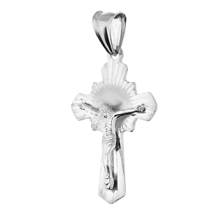 Krzyżyk srebrny z wizerunkiem Pana Jezusa ramiona w szpic MV KD133 próba 925
 Waga-2,05
