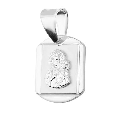 Medalik srebrny Częstochowska w obłym prostokącie MV MD280 próba 925