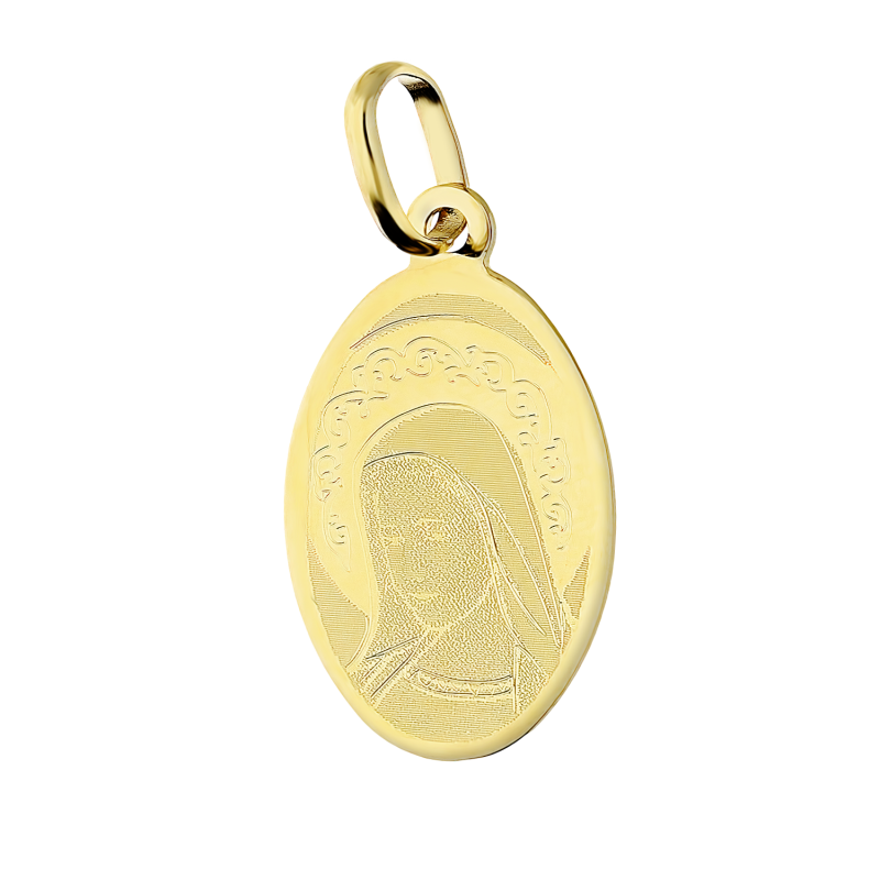 Medalik złoty owalny z Fatimską OS 32-IP06-40 laser próba 585