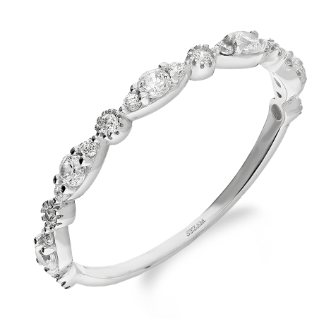 Pierścionek z białego złota z cyrkoniami pr. 585 - JubilerSezam.pl