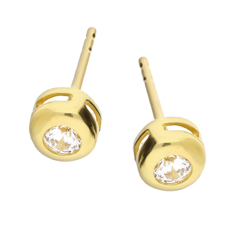 Kolczyki złote biała cyrkonia w okrągłej oprawie/sztyft AR VX3-VX3SZE0022-II-FCZ-LP próba 585