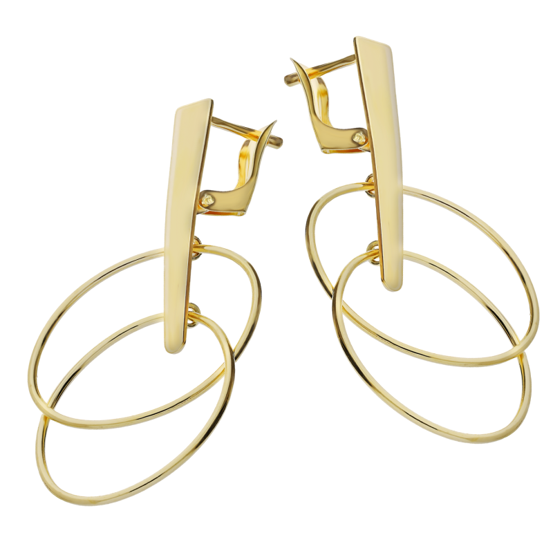 Złote Kolczyki Owalne Ramki pr. 375 - JubilerSezam.pl