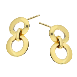 Kolczyki złote dwa połączone koła ramki/sztyft AR X3HOE12513 próba 585