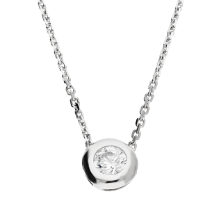 Naszyjnik z białego złota cyrkonia w okrągłej oprawie/anker AR X4SZCABLE1N1380-III-W-FCZ próba 375