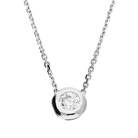 Naszyjnik z białego złota cyrkonia w okrągłej oprawie/anker AR X4SZCABLE1N1380-III-W-FCZ próba 375