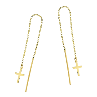 Kolczyki złote krzyżyk na łańcuszku rolo/przeciągane AR X5FOR6E4432 próba 585