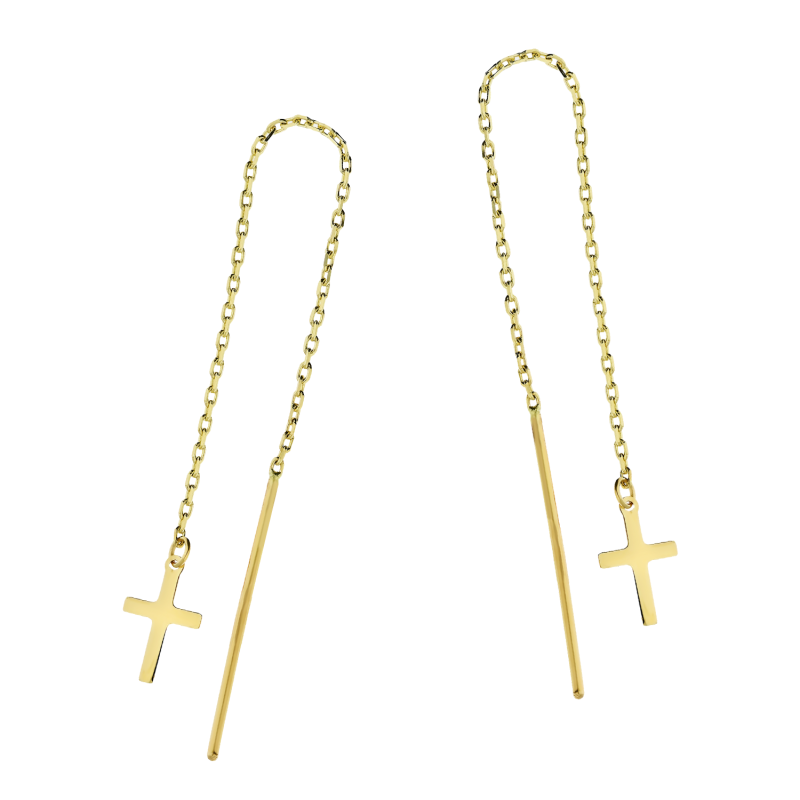 Kolczyki złote krzyżyk na łańcuszku rolo/przeciągane AR X5FOR6E4432 próba 585
