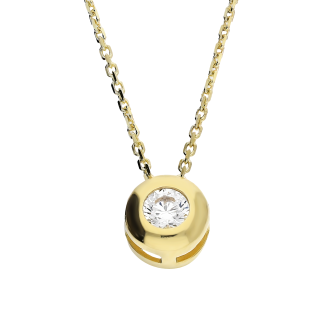 Naszyjnik złoty biała cyrkonia w okrągłej oprawie/anker AR X7SZCABLE1N1228-III-FCZ-LP próba 585