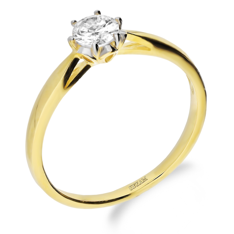 Pierścionek złoty cyrkonia zakuta w sześciu łapkach GR DJ PREMIUM314M próba 375