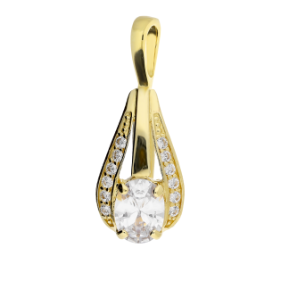 Zawieszka złota owalna cyrkonia na kropli PX 263 próba 585