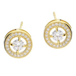 Kolczyki złote cyrkonie w kole/sztyft PX 824 próba 585