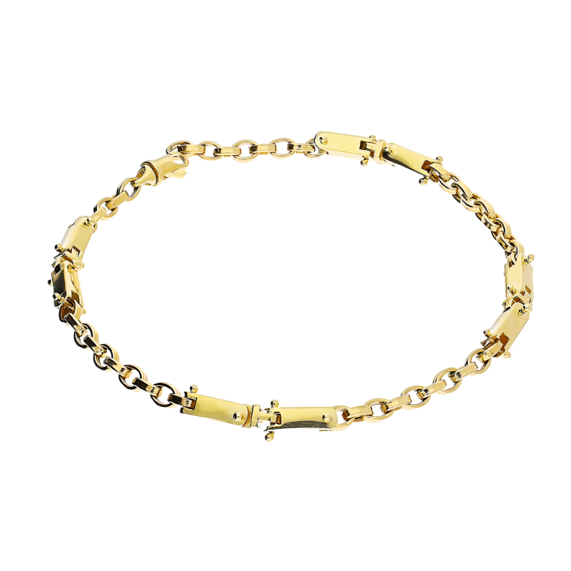 Bransoleta złota fantazja sztabki z łańcuszkiem rolo