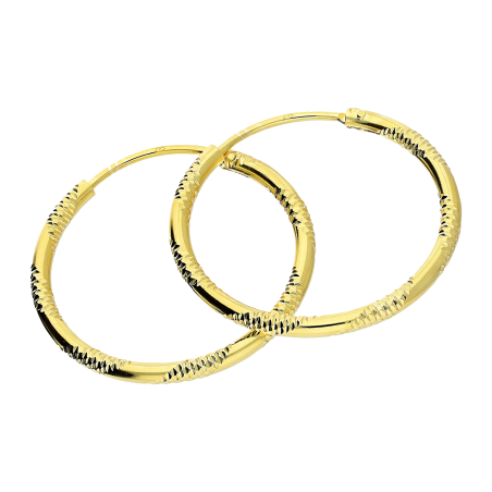 Kolczyki pozłacane kółka szarniry 20 mm z grawerowanym bieżnikiem HS KSZ-20mm-1,7 GOLD dis bieżn próba 925