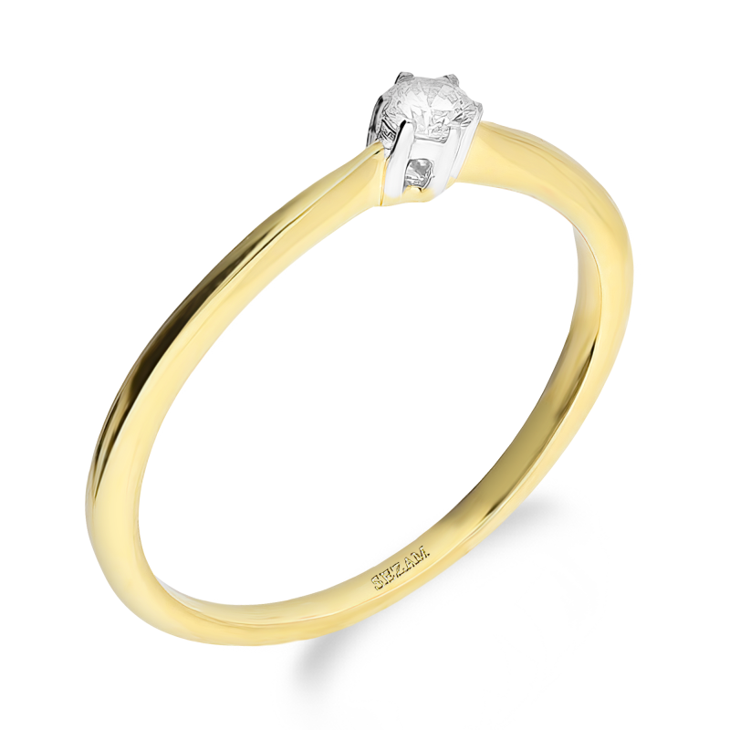 Pierścionek zaręczynowy SOLITER z białym diamentem NF GS-231-07 próba 585