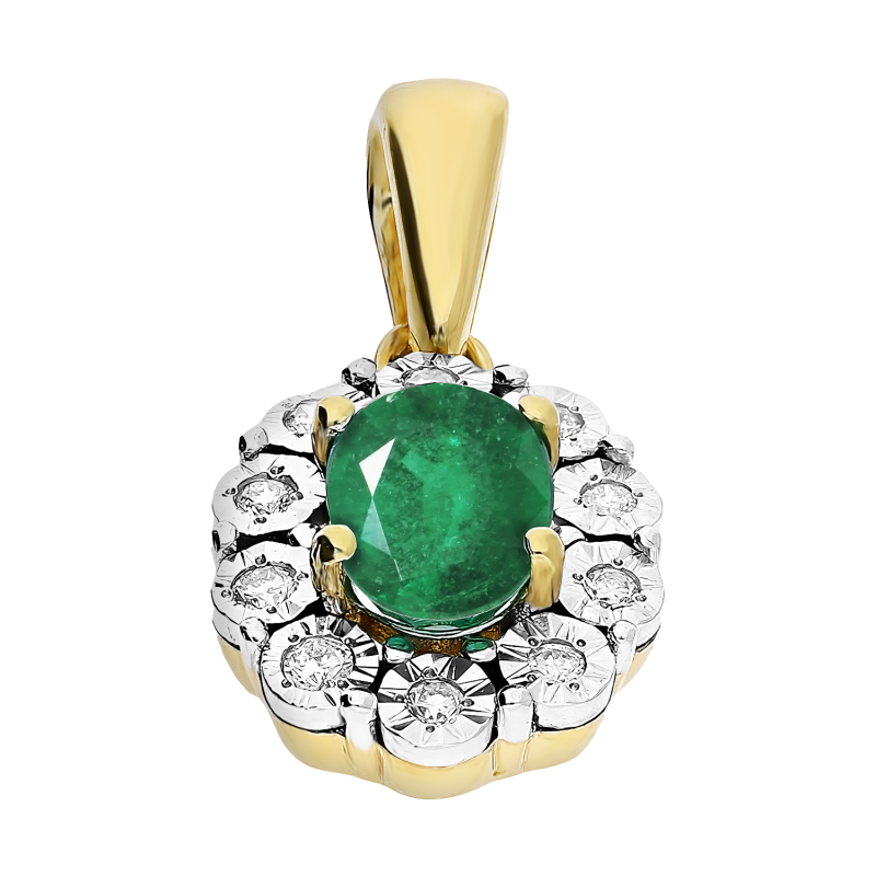 Zawieszka złota owalny szmaragd z białymi diamentami NF GS-396-424 EM owal Magic próba 585