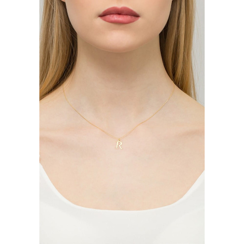 Literka złota R z diamentem BE C-69 R próba 585