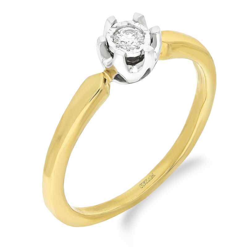 Pierścionek złoty ROYAL z diamentem 6ł -0,09ct LC KR67702Y próba 585